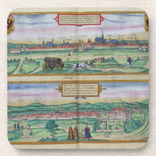 Stadtplan von Wien und von Buda, von 'Civitates Getränkeuntersetzer