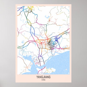 Stadtplan von Yangjiang, China Poster