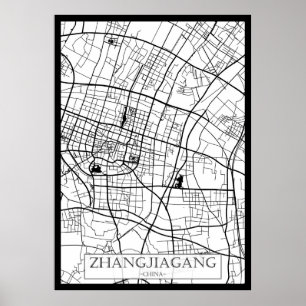 Stadtplan von Zhangjiagang, China Poster