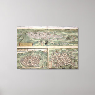 Stadtpläne von Rouen, von Nimes und von Bordeaux, Leinwanddruck