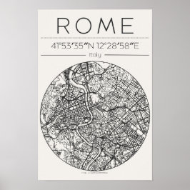 Stadtplanposter Rom kreisförmig Minimaler Wandschm Poster