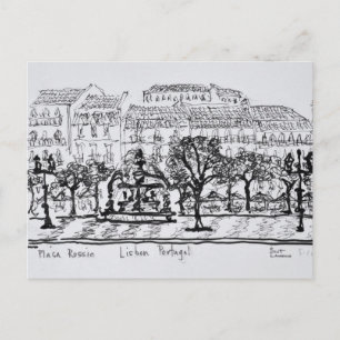 Stadtplatz Placa Rossio Lissabon, Portugal Postkarte