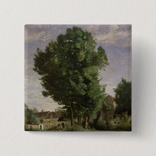 Stadtrände eines Dorfs nahe Beauvais, c.1850 Button (Vorderseite)