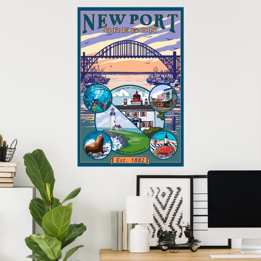 Stadtsichten - Newport, Oregon Poster (Heimbüro)