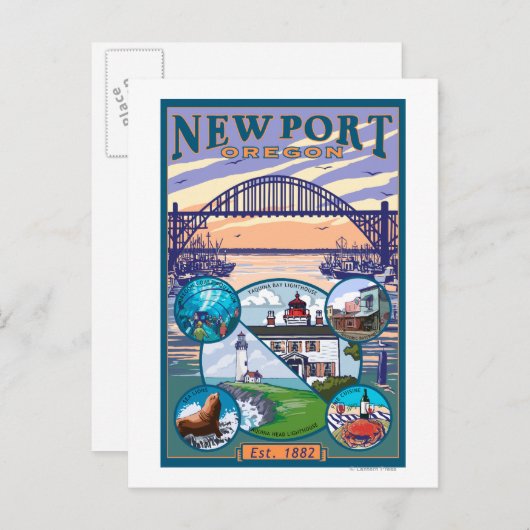 Stadtsichten - Newport, Oregon Postkarte (Vorne/Hinten)