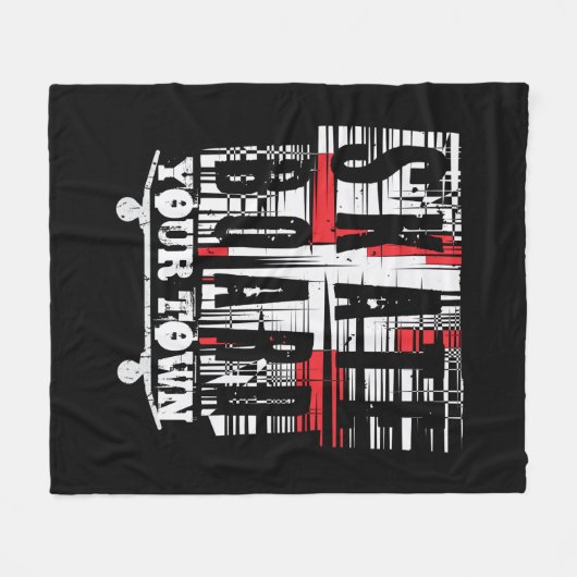 Stadtskateboard hinzufügen auf schwarz gestresstes fleecedecke (Vorderseite (Horizontal))