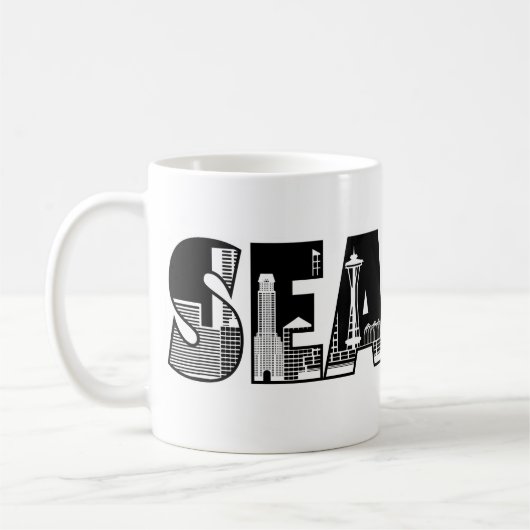Stadtskyline-Silhouette-Tasse Seattles Washington Kaffeetasse (Links)