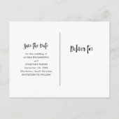 Stadtstil | Weiße Schrift und Foto Save the Date Einladungspostkarte (Rückseite)