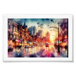 Stadtstraße bei Dämmerung, Fotodruck