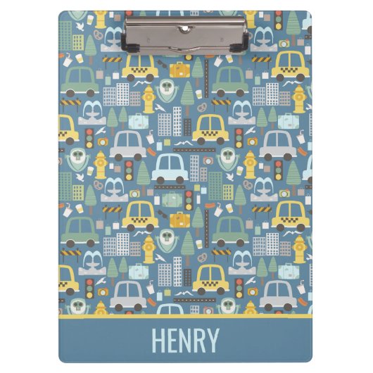 Stadtverkehr Kinder Personalisiert Klemmbrett (Vorderseite)