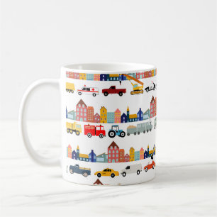 Stadtverkehrsfahrzeuge Lastwagen Autos Kinder Kaffeetasse