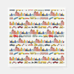 Stadtverkehrsfahrzeuge Lastwagen Autos Kinder Serviette