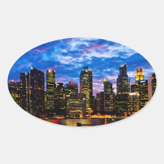 Stadtzentrum Ovaler Aufkleber (Vorderseite)