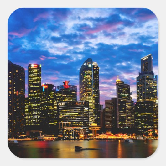 Stadtzentrum Quadratischer Aufkleber (Vorderseite)