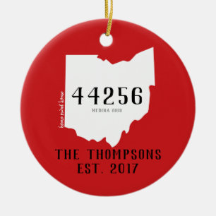 Stadtzipweihnachtsverzierung Ohios Keramik Ornament