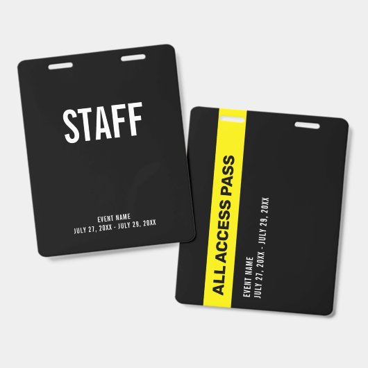 Staff All Access Pass Backstage ID Ausweis (Vorder- & Rückseite)