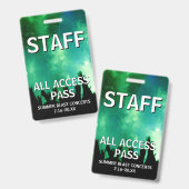 STAFF All Access Pass Konzertveranstaltung Ausweis (Vorder- & Rückseite)