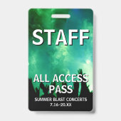 STAFF All Access Pass Konzertveranstaltung Ausweis (Rückseite)