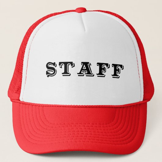 Staff Event Caps Hats Red Blue and Black Truckerkappe (Vorderseite)