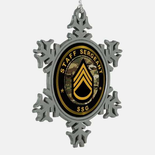 Staff Sergeant SSG Schneeflocken Zinn-Ornament (Links)