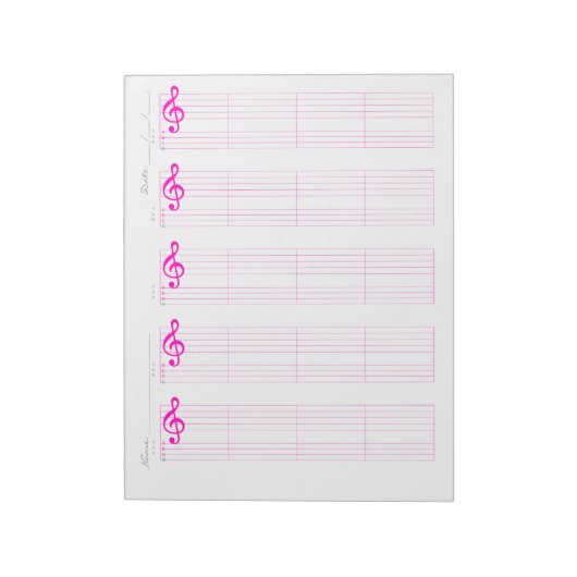 Staff & Ukulele Tab Paper – Printable Template Notizblock (Rotiert)