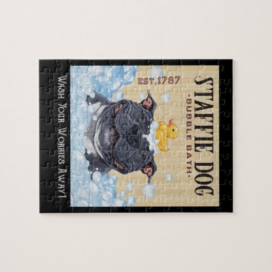 Staffi Staffordshire Bull Terrier Dog Bubble Bath Puzzle (Horizontal)