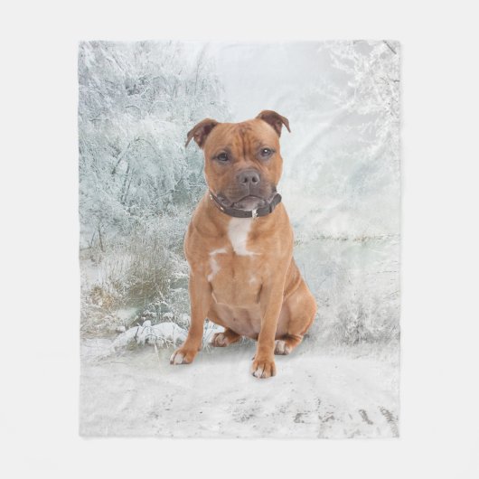 Staffie Christmas Fleece Blanket (Vorderseite)