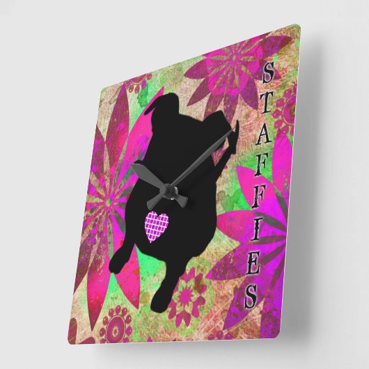 Staffie Clock Quadratische Wanduhr (Winkel)