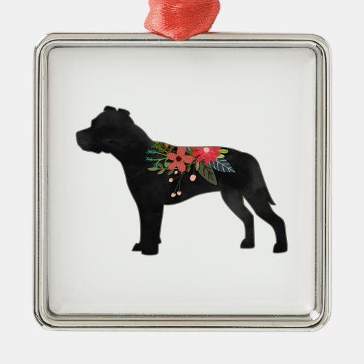 Staffie Dog Breed Boho Silhouette Ornament Aus Metall (Vorne)