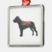 Staffie Dog Breed Boho Silhouette Ornament Aus Metall (Links)