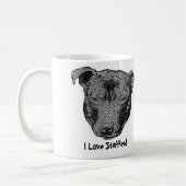Staffie Kopf, "ich Liebe Staffies!" Tasse (Links)