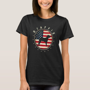 Staffie USA-Flagge 4. Juli Hundemutter Vater T-Shirt