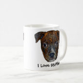 Staffie Welpe "ich Liebe Staffies!" Tasse (VorderseiteRechts)