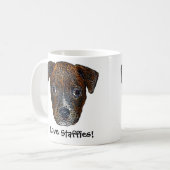 Staffie Welpe "ich Liebe Staffies!" Tasse (Vorderseite Links)