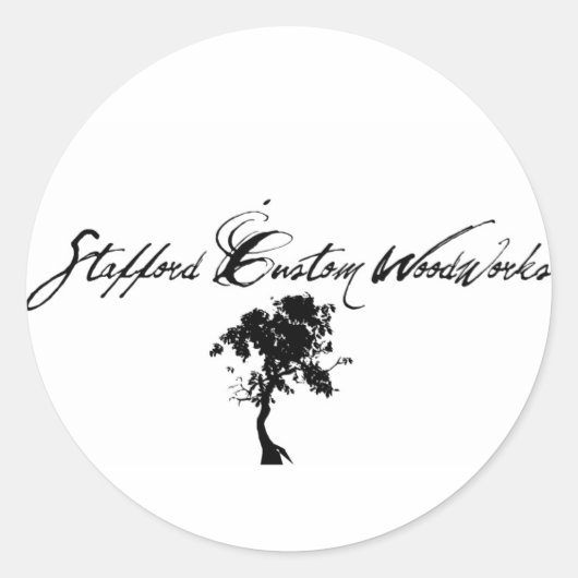 Stafford Custom Woodworks Logo Black & White Runder Aufkleber (Vorderseite)