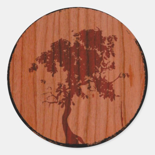 Stafford Custom Woodworks Tree Logo Runder Aufkleber (Vorderseite)