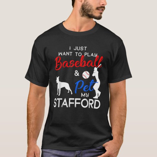 Stafford Funny Baseball Dog Owner Lover Xmas Gift T-Shirt (Vorderseite)