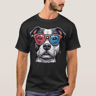 Staffordshire Bull Dog mit Brillen Pop Art Style T-Shirt