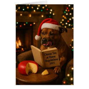 Staffordshire Bull 'Käse-Steuer' Weihnachtskarte