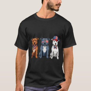Staffordshire Bull Terrier 4. Juli Flagge Hund T-Shirt