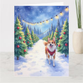 Staffordshire Bull Terrier at Christmas Tree Farm  Karte (Vorderseite)