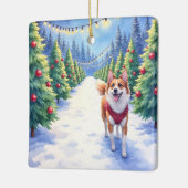 Staffordshire Bull Terrier at Christmas Tree Farm  Keramikornament (Links)