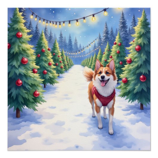 Staffordshire Bull Terrier at Christmas Tree Farm Poster (Vorderseite)