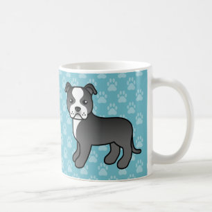 Staffordshire Bull Terrier Black and White Cartoon Kaffeetasse