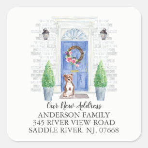 Staffordshire Bull Terrier Blue Door - Etikett Quadratischer Aufkleber