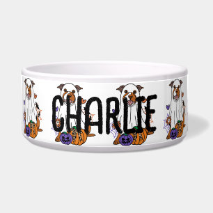 Staffordshire Bull Terrier Brown Halloween Ghost Napf