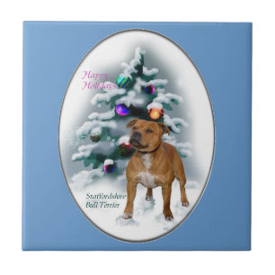 Staffordshire Bull Terrier Christmas Fliese