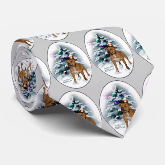 Staffordshire Bull Terrier Christmas Geschenke Krawatte (Gerollt)