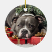 Staffordshire Bull Terrier Christmas Keramik Ornament (Hinten)