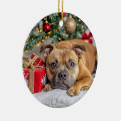 Staffordshire Bull Terrier Christmas Keramik Ornament (Rechts)